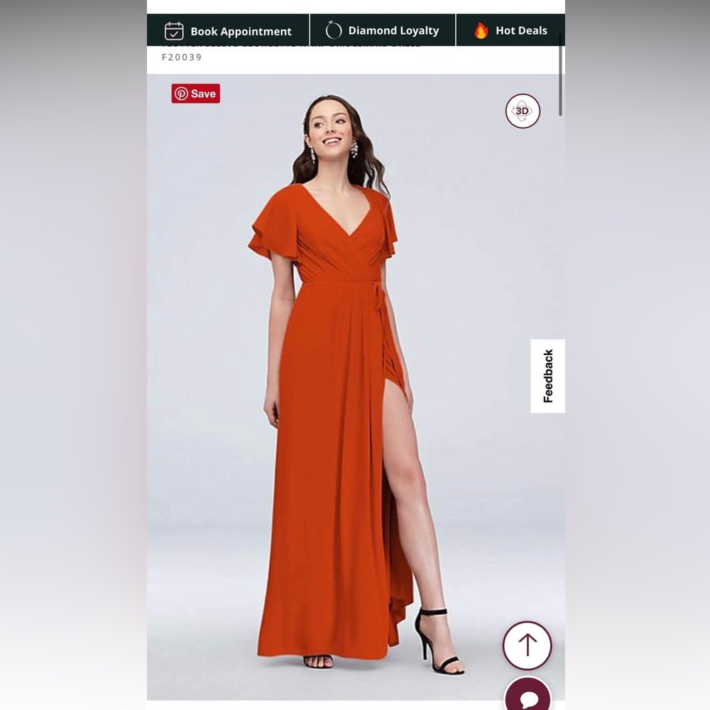 David’s Bridal sleeve georgette wrap bridesmaid dress